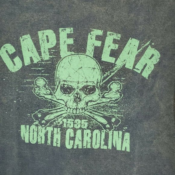Gildan Ultra Cotton Large Cape Fear 1585 North Carolina Skull Graphics T Shirt - Picture 2 of 11